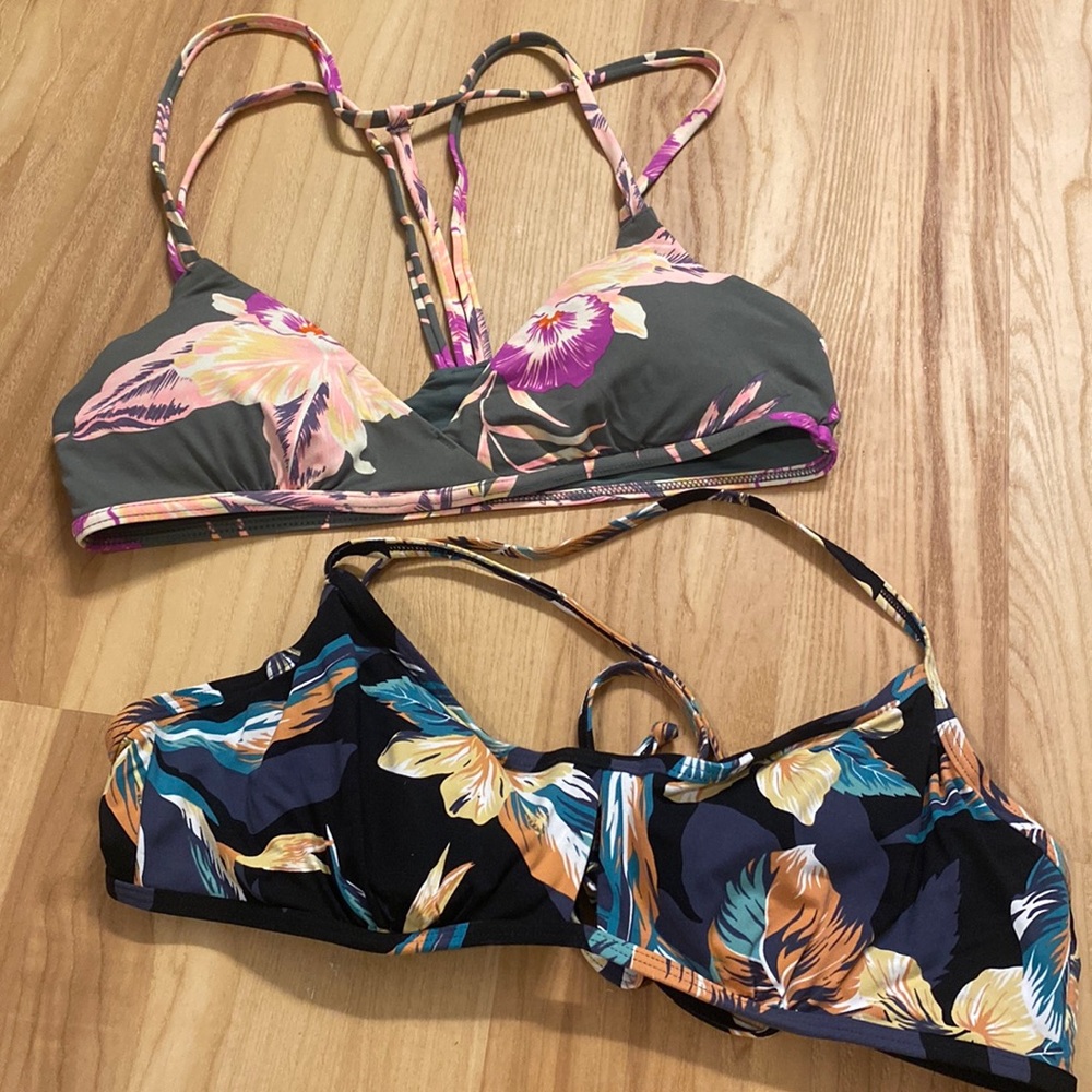 Roxy Floral Bikinis - Black and Gray